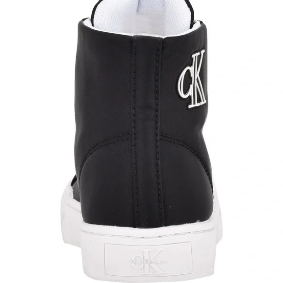 Calvin Klein Black and White Logo High Top Fashion Sneakers - Picture 5 of 5